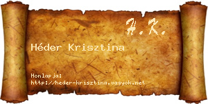 Héder Krisztina névjegykártya